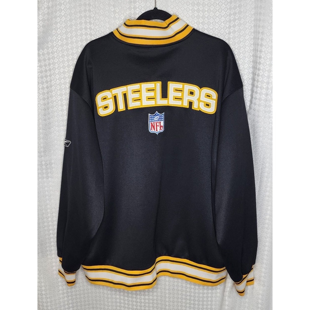 Vtg Pittsburgh Steelers NFL Reebok On Field 2XL 1/4 Zip Pullover Stitched